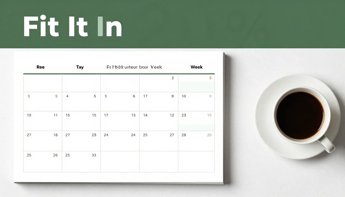 Top-down calendar showing exercise slots for walks and strength days